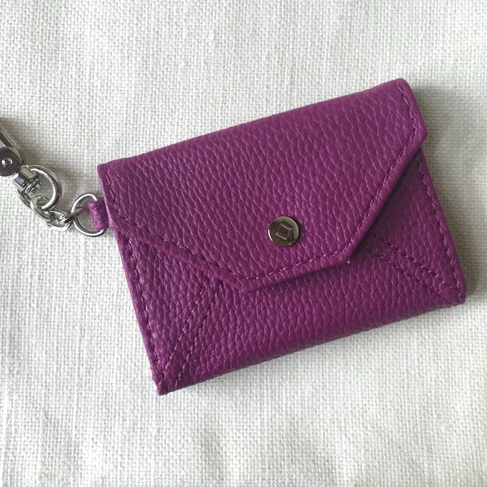 Leather Keychain Wallet in Magenta